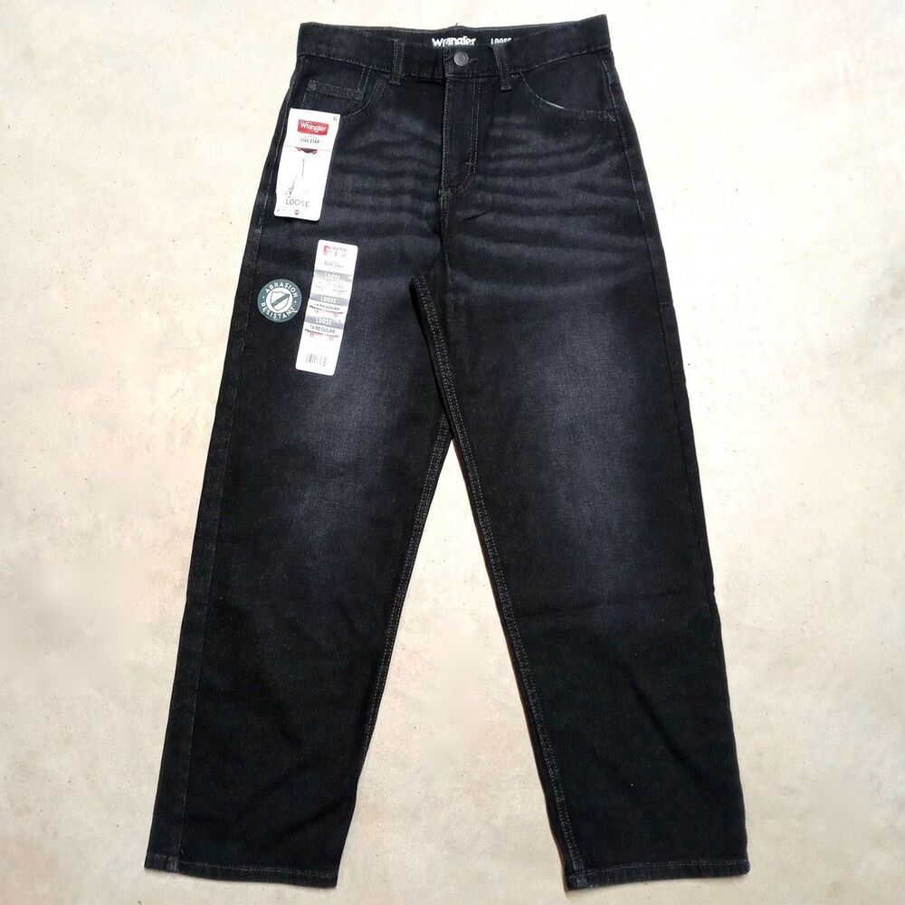 Wrangler Boys Five Star Premium Loose Jeans Black Size 14 Regular NWT